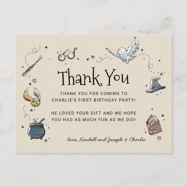 Harry Potter First Birthday Thank You Postkarte (Vorderseite)