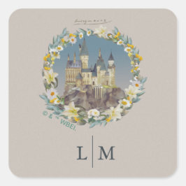 Harry Potter | Floral Hogwarts Castle Wedding Quadratischer Aufkleber