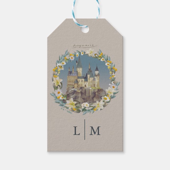 Harry Potter | Florale Hogwarts-Schloss-Hochzeit Geschenkanhänger (Vorderseite)