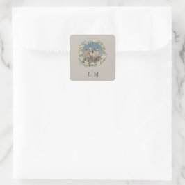 Harry Potter | Florale Hogwarts-Schloss-Hochzeit Quadratischer Aufkleber
