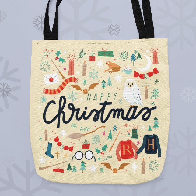 Harry Potter | Frohe Weihnachten mit festlichen Ik (Tote bag on snowflake background)