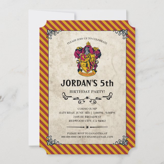 Harry Potter Geburtstag | Gryffindor Einladung (Vorderseite)