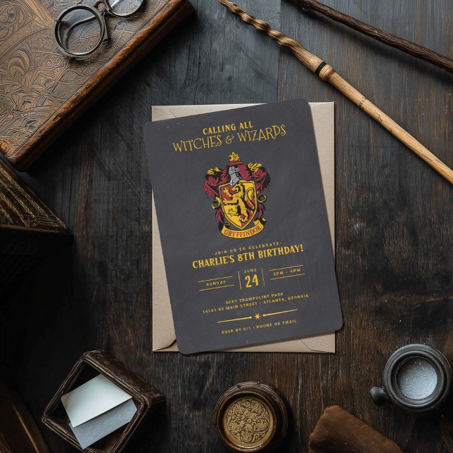 Harry Potter Geburtstag | Gryffindor Tafel Einladung (Invitation on simulated table)