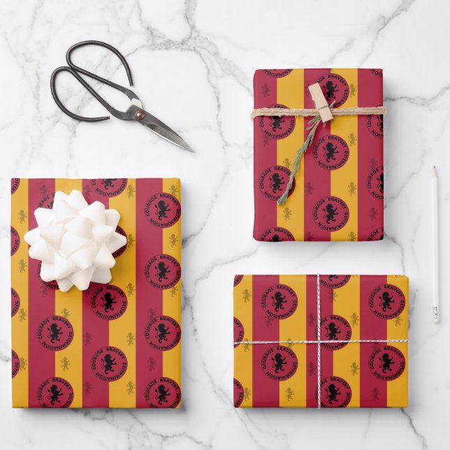 Harry Potter | GRYFFINDOR™ House Traits Graphic Geschenkpapier Set (Vorderseite)