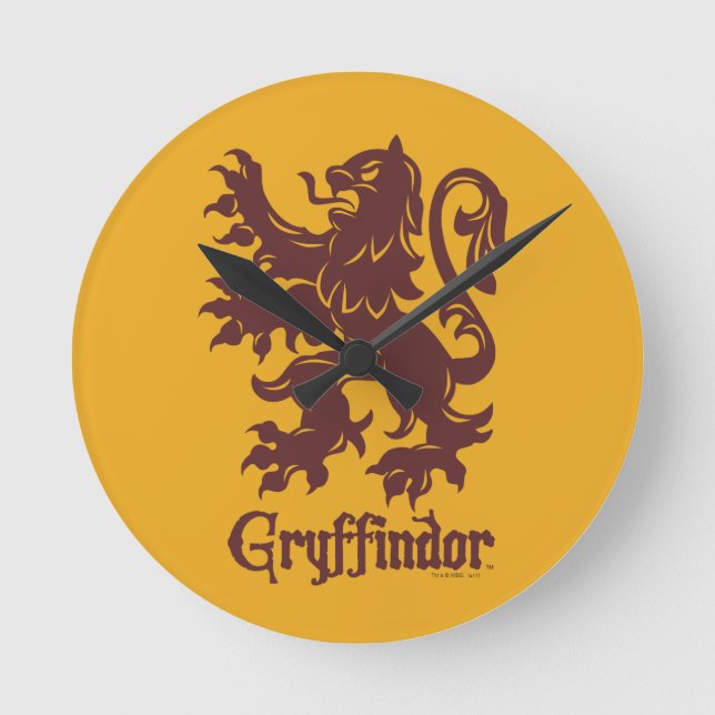 Harry Potter Gryffindor | Lion Graphic Runde Wanduhr (Vorderseite)