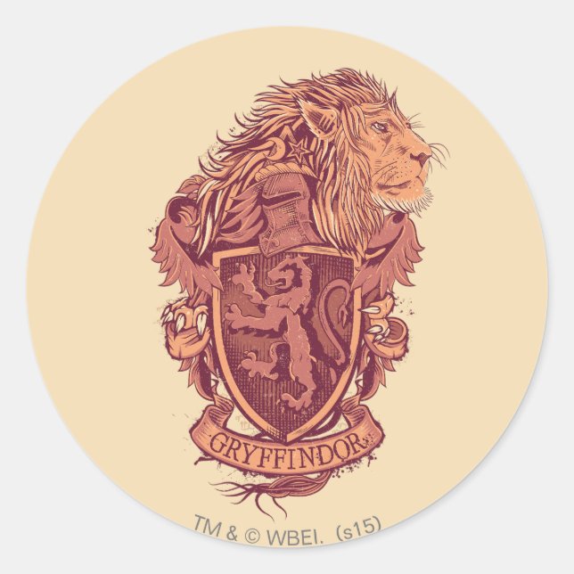 Harry Potter | Gryffindor Lion Wappen Runder Aufkleber (Vorderseite)