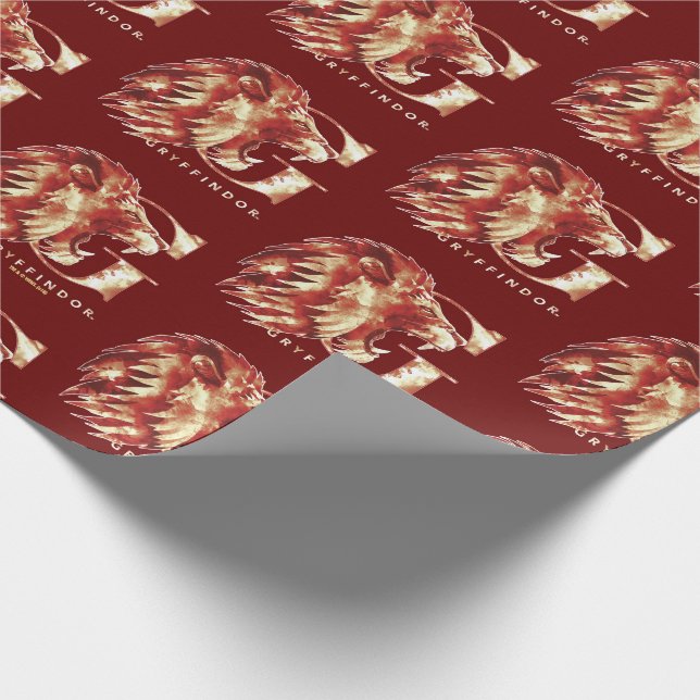 Harry Potter | GRYFFINDOR™ Lion Watercolor Geschenkpapier (Ecke)