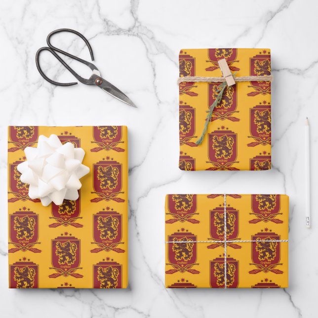 Harry Potter | Gryffindor QUIDDITCH™ Wappen Geschenkpapier Set (Vorderseite)