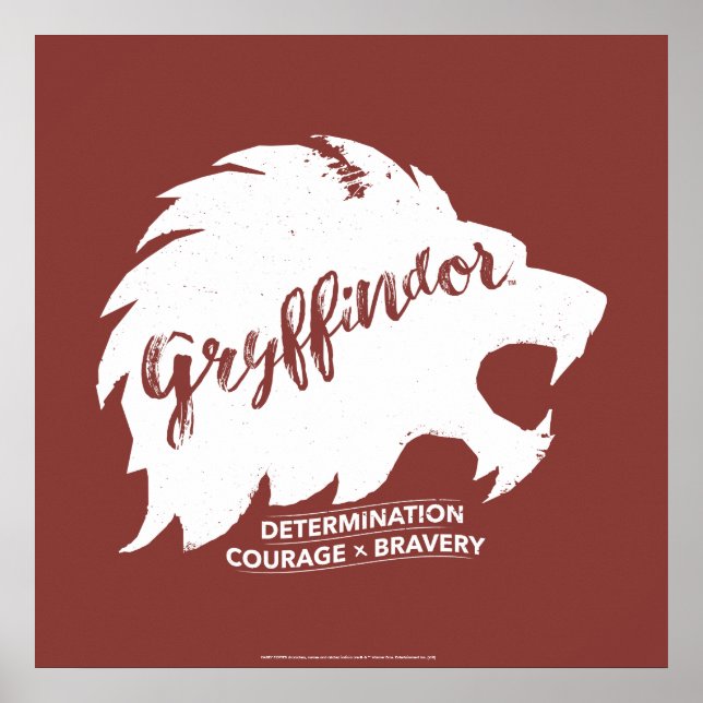 Harry Potter | GRYFFINDOR™ Silhouette Typografie Poster (Vorne)