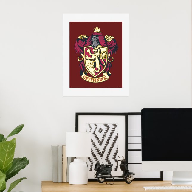 Harry Potter | Gryffindor Wappen Gold und Rot Foliendrucke (In Situ (Schreibtisch))