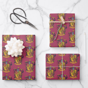 Harry Potter   Gryffindor Wappen Gold und Rot Geschenkpapier Set