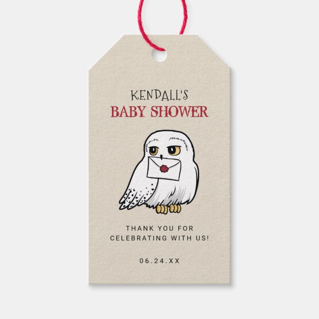 Harry Potter | Hedwig Baby Dusche Vielen Dank Geschenkanhänger (Vorderseite)