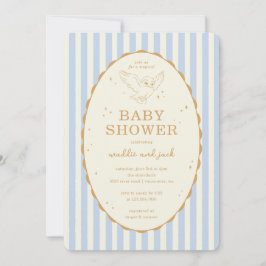 Harry Potter Hedwig Blau Gestreift Baby Shower Einladung