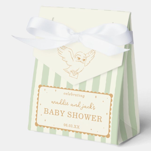 Harry Potter Hedwig Grün Gestreift Baby Shower Geschenkschachtel (Vorderseite)