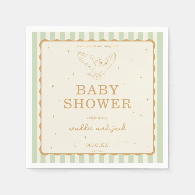 Harry Potter Hedwig Grün Gestreift Baby Shower Serviette (Vorderseite)
