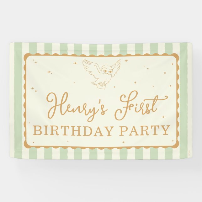 Harry Potter Hedwig Grün gestreift Geburtstag Banner (Horizontal)
