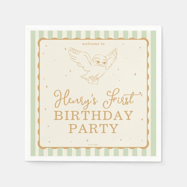 Harry Potter Hedwig Grüner Magischer Geburtstag Serviette (Vorderseite)