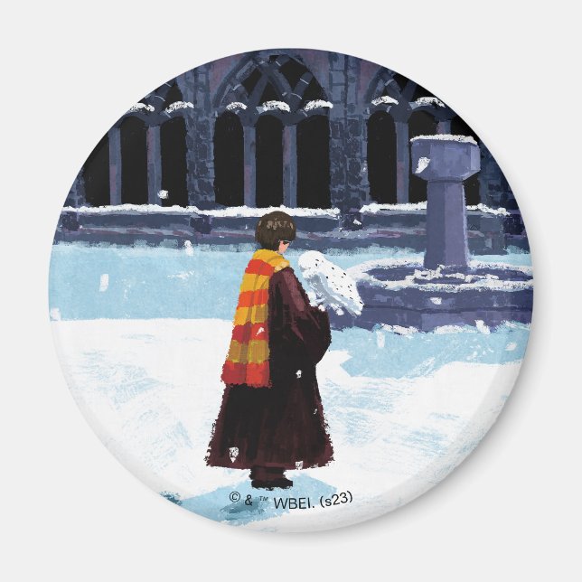 HARRY POTTER™ & Hedwig in HOGWARTS™ Hof Magnet (Vorne)