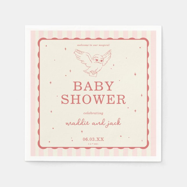 Harry Potter Hedwig Rosa Streifen Baby Shower Serviette (Vorderseite)