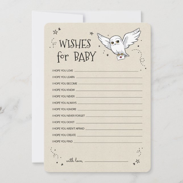 Harry Potter - Hedwig | Wünsche fürs Baby Einladung (Vorderseite)