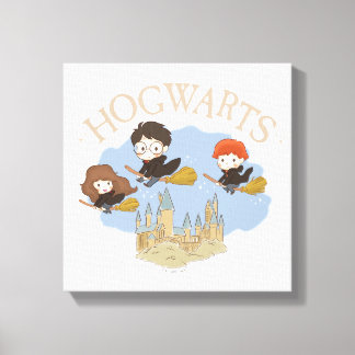 HARRY POTTER™, Hermione & Ron Fly Over HOGWARTS™ Leinwanddruck