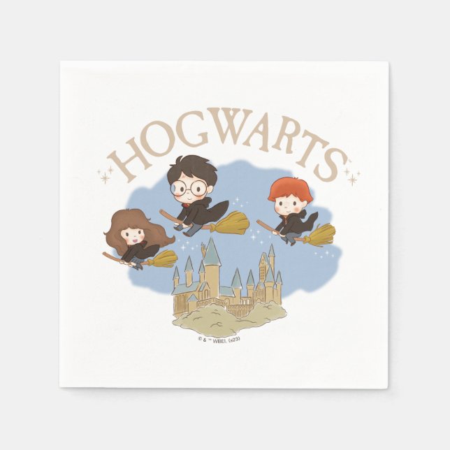 HARRY POTTER™, Hermione & Ron Fly Over HOGWARTS™ Serviette (Vorderseite)