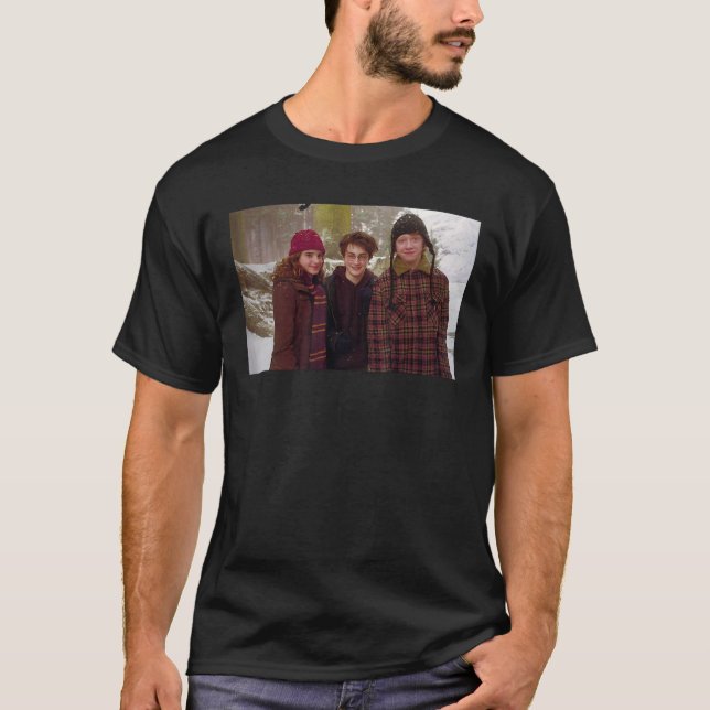 Harry Potter Hermione Ron Harry Snow Portrait  T-Shirt (Vorderseite)