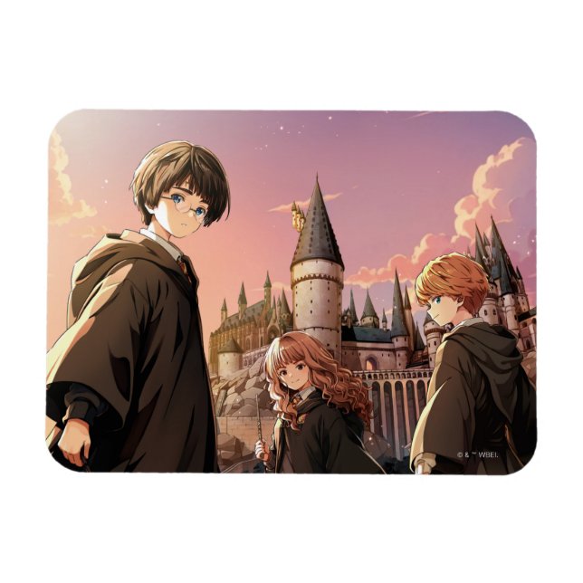 HARRY POTTER™ Hermione & Ron HOGWARTS™ Anime-Szene Magnet (Horizontal)