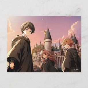 HARRY POTTER™ Hermione & Ron HOGWARTS™ Anime-Szene Postkarte