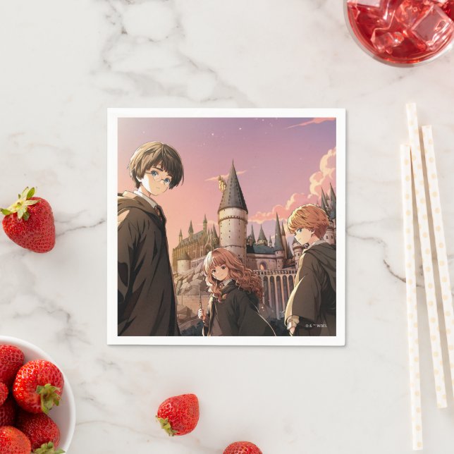HARRY POTTER™ Hermione & Ron HOGWARTS™ Anime-Szene Serviette (Beispiel)