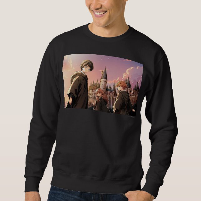 HARRY POTTER™ Hermione & Ron HOGWARTS™ Anime-Szene Sweatshirt (Vorderseite)