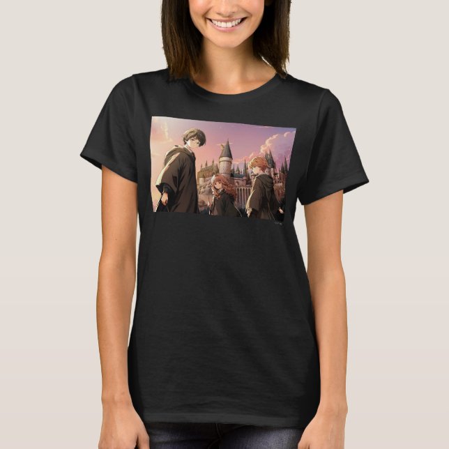 HARRY POTTER™ Hermione & Ron HOGWARTS™ Anime-Szene T-Shirt (Vorderseite)