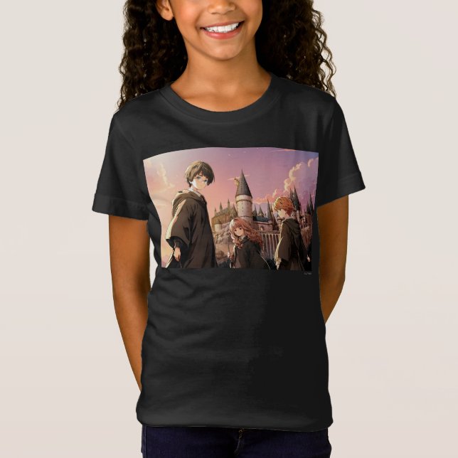 HARRY POTTER™ Hermione & Ron HOGWARTS™ Anime-Szene T-Shirt (Vorderseite)