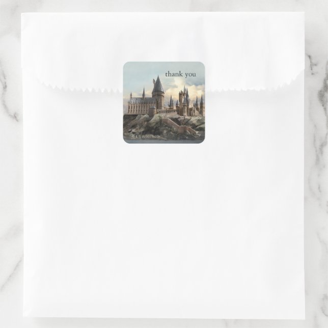Harry Potter | Hogwarts Baby Dusche Danke Quadratischer Aufkleber (Tasche)