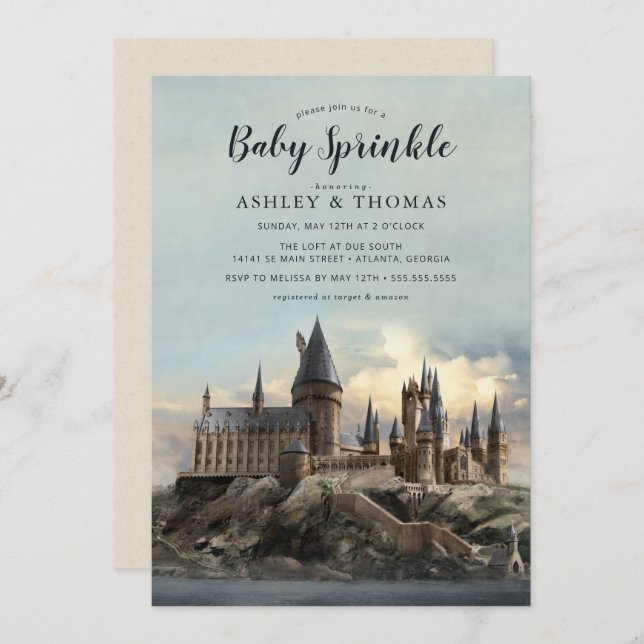 Harry Potter | Hogwarts Castle Baby Sprinkle Einladung (Vorne/Hinten)