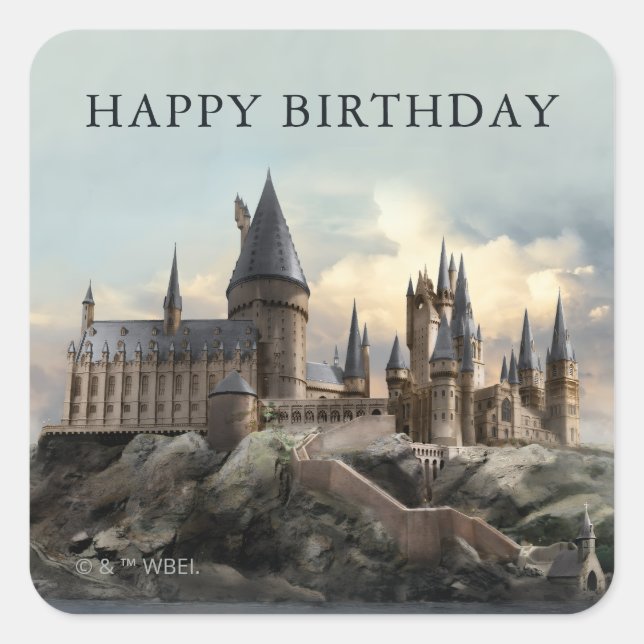 Harry Potter | Hogwarts Castle Daytime Quadratischer Aufkleber (Vorderseite)