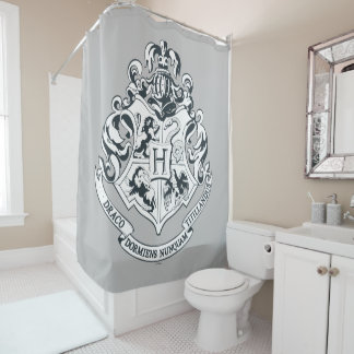 Harry Potter | Hogwarts Crest - Black and White Duschvorhang