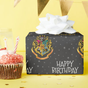 Harry Potter   Hogwarts Crest - Happy Birthday Geschenkpapier