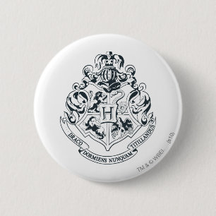 Harry Potter Hogwarts Crest - Schwarz und Weiß Button