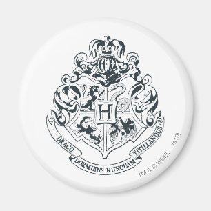 Harry Potter Hogwarts Crest - Schwarz und Weiß Magnet
