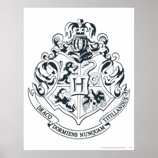 Harry Potter | Hogwarts Crest - Schwarz und Weiß Poster