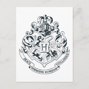Harry Potter   Hogwarts Crest - Schwarz und Weiß Postkarte