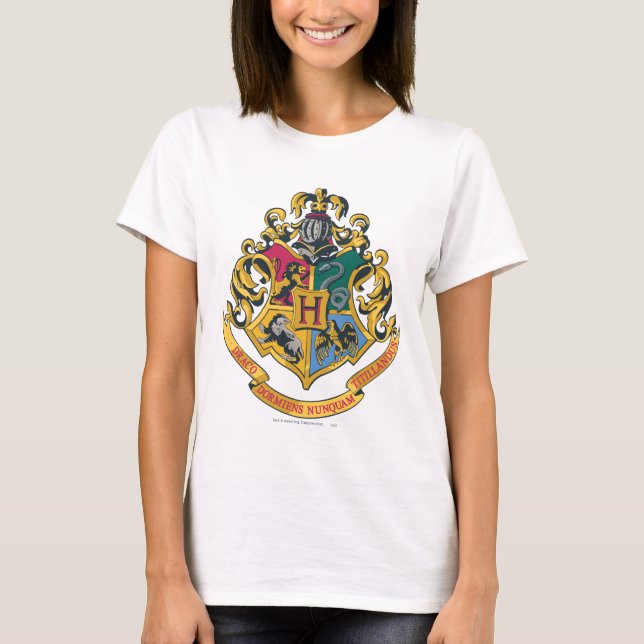 Harry Potter | Hogwarts Crest - Vollfarbigkeit T-Shirt (Vorderseite)