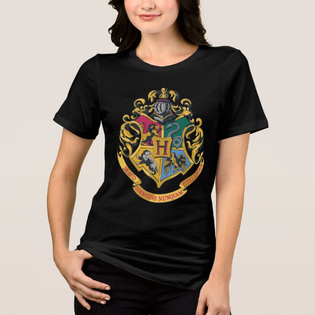 Harry Potter | Hogwarts Crest - Vollfarbigkeit Tri-Blend Shirt (Vorderseite)