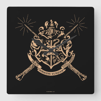 Harry Potter | Hogwarts Crossed Wands Wappen Quadratische Wanduhr