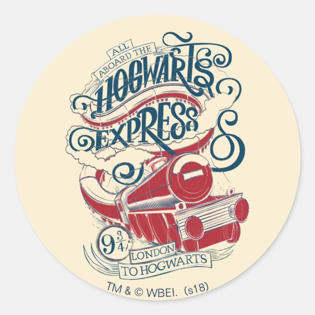Harry Potter | Hogwarts-Express-Typografie Runder Aufkleber (Vorderseite)
