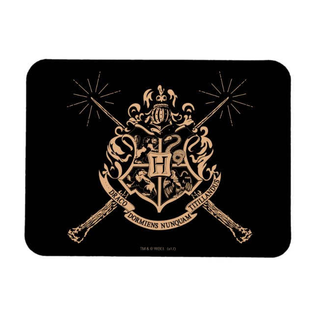 Harry Potter | Hogwarts gekreuzte Zauberstäbe Wapp Magnet (Horizontal)