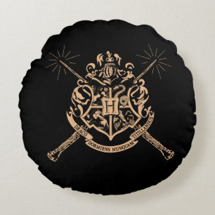 Harry Potter   Hogwarts gekreuztes Wands-Wappen Rundes Kissen