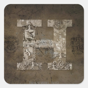 Harry Potter   Hogwarts Monogramm Quadratischer Aufkleber