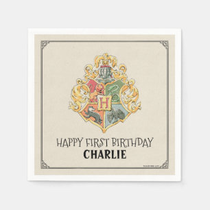 Harry Potter Hogwarts‑Wappen Erster Geburtstag Serviette